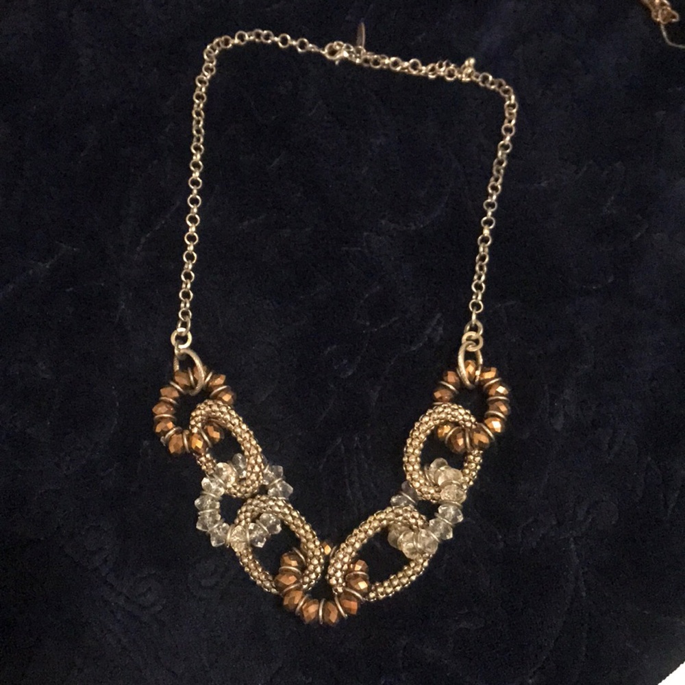 Fashion necklace brown/gold